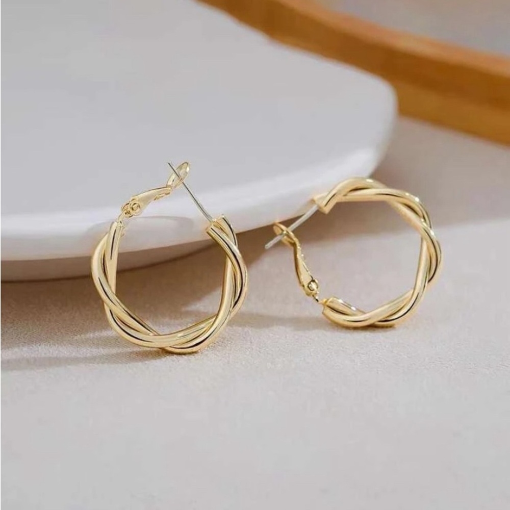 Gold Twisted Hoop Earrings